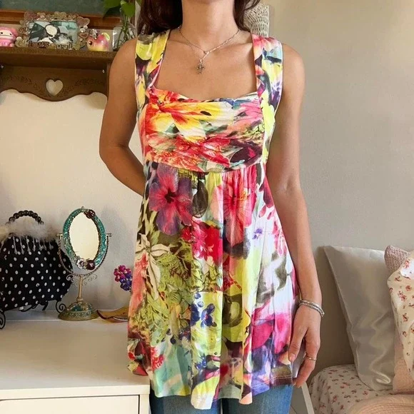 Size Large Boston Proper Floral Tank Top - Picture 4 of 7